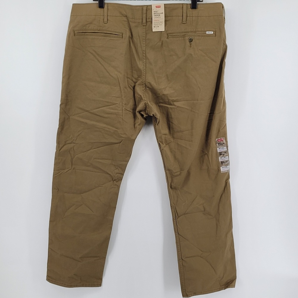 Levi's 502 Regular Taper Chinos Mens 38x30 Brown Stretch Sits Below Waist NEW - Picture 8 of 9